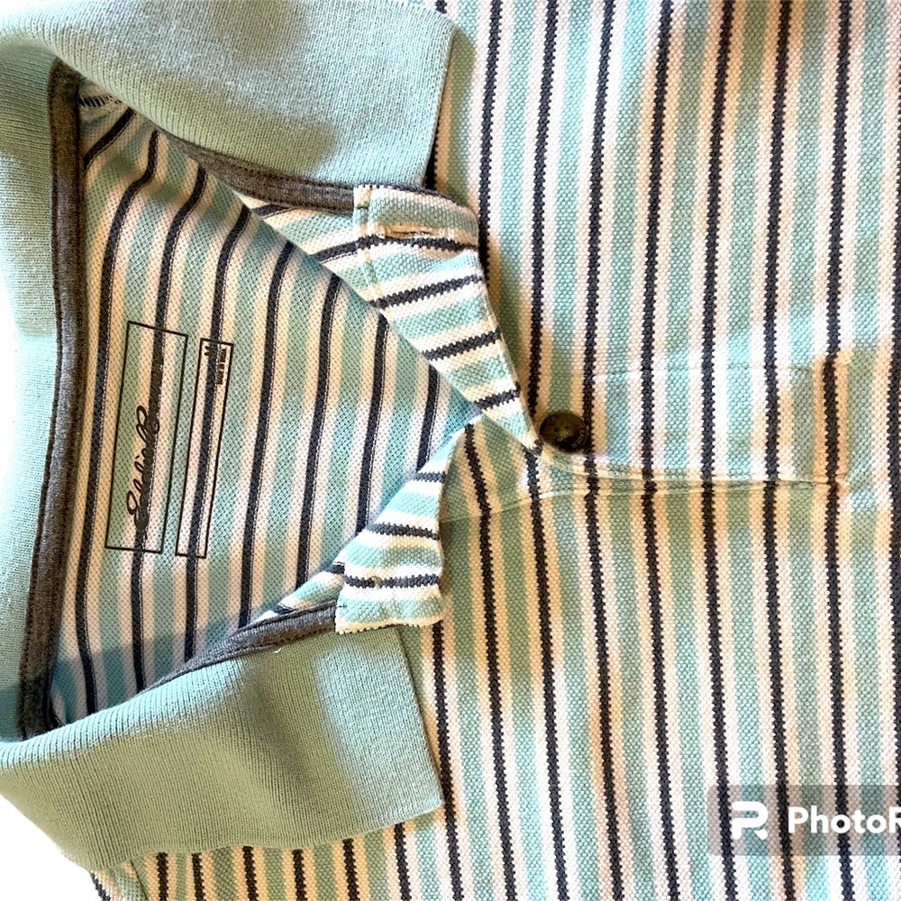 Eddie Bauer men’s medium polo striped shirt, blue - Picture 4 of 5